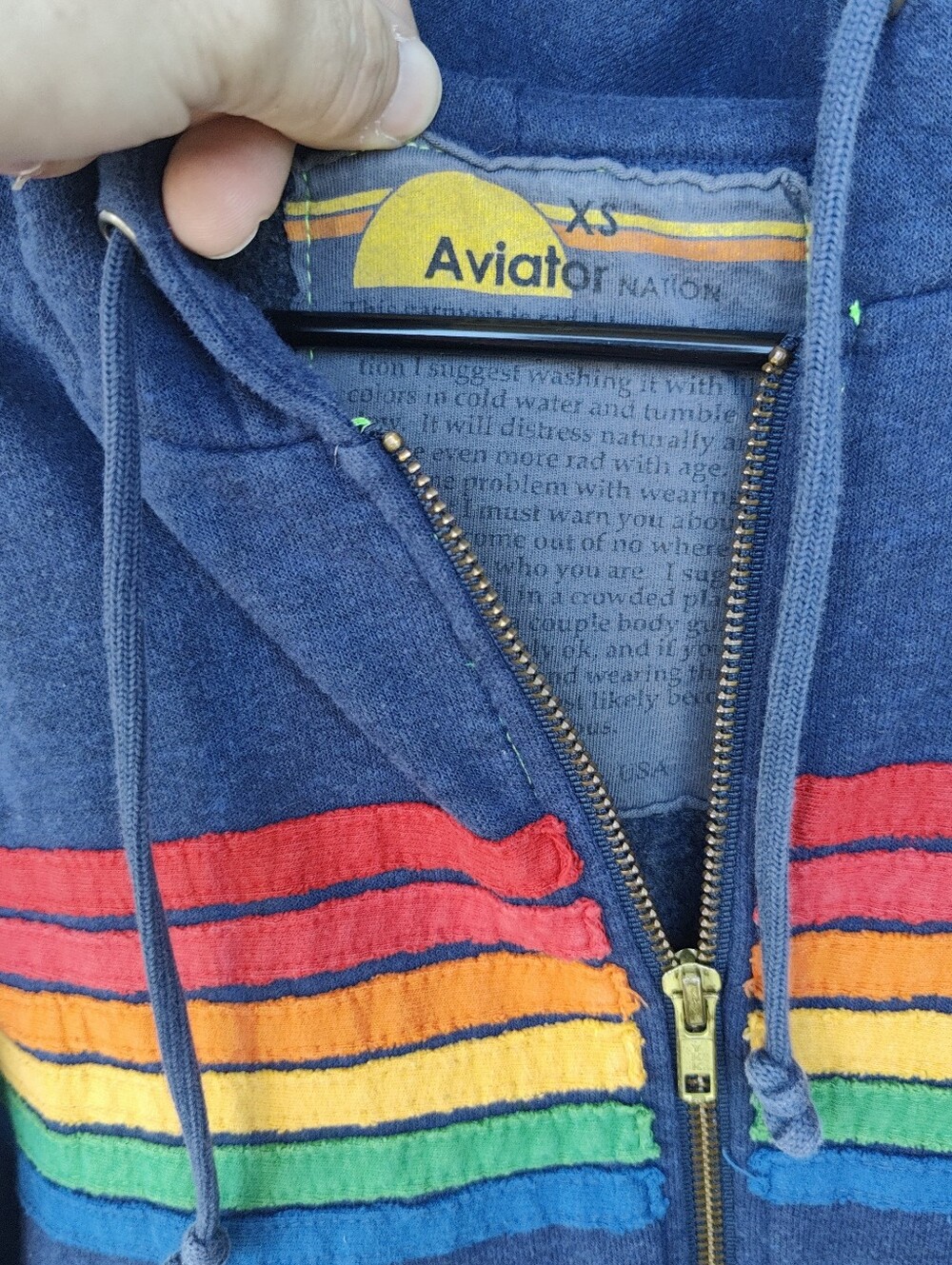 Aviator Nation five striped hoodie XS - Picture 6 of 9